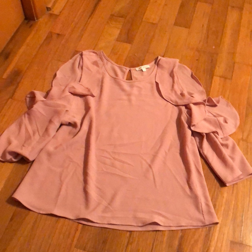 Blouse with Shoulder cut out and ruffles
